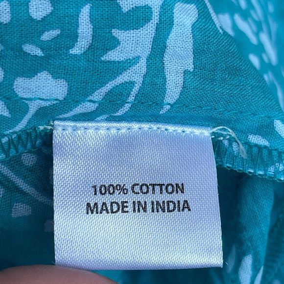 TUCKERNUCK Tropical Teal Lantern Block Print Tie Neck Coverup Dress Size Medium - Picture 11 of 14